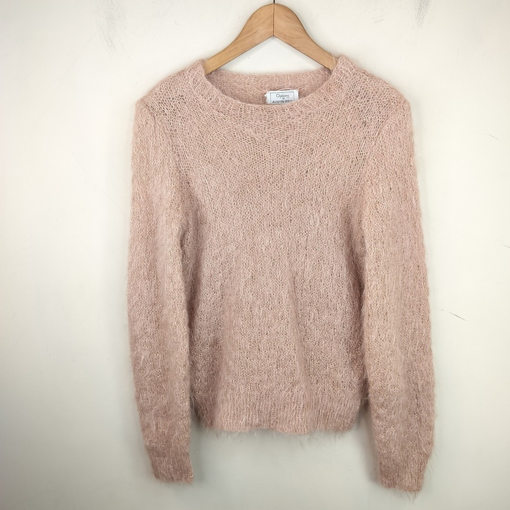 Vintage Austin Reed Mohair Sweater Womens Medium Made in England Shimmer Pink